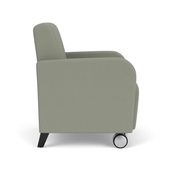 Siena Lounge Reception Guest Chair W/ Front Casters, Black Wood Back Legs, OH Eucalyptus Uph